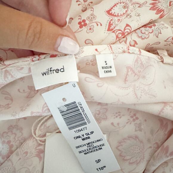 ARITZIA Wilfred Only Satin Slip Mini Dress Ivory Red Small S - Picture 11 of 12